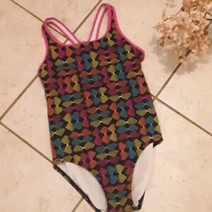 SPEEDO ONE PIECE GIRLS  MULTICOLOR HEART SUNGLASSES RACERBACK SWIMSUIT 12